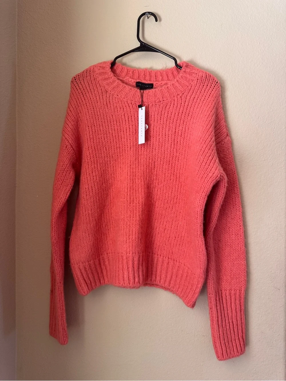 NWT Sanctuary Crewneck Chunky Knit Sweater in Coral Pink